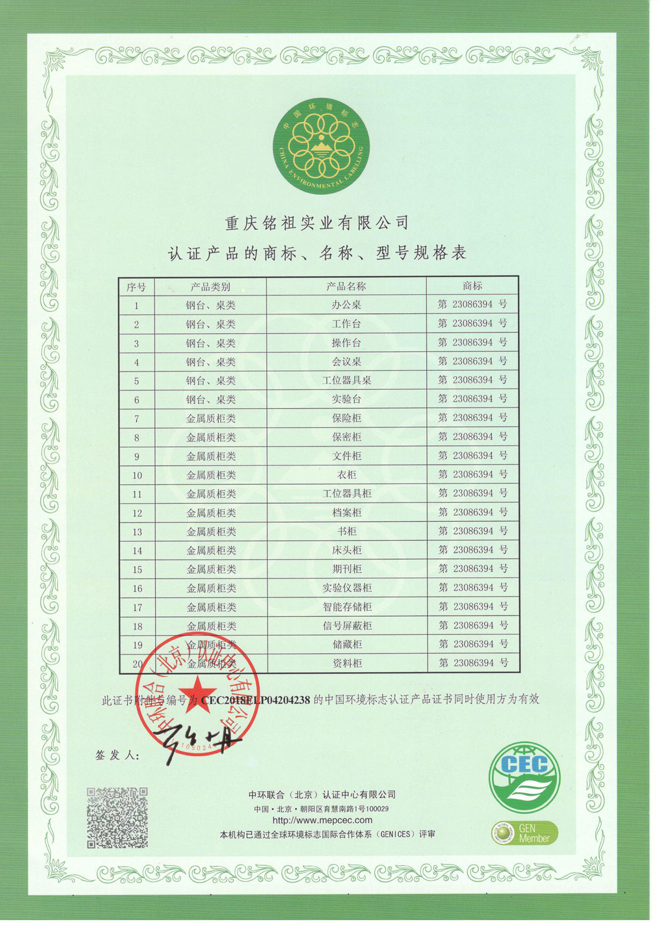 金屬類認(rèn)證產(chǎn)品